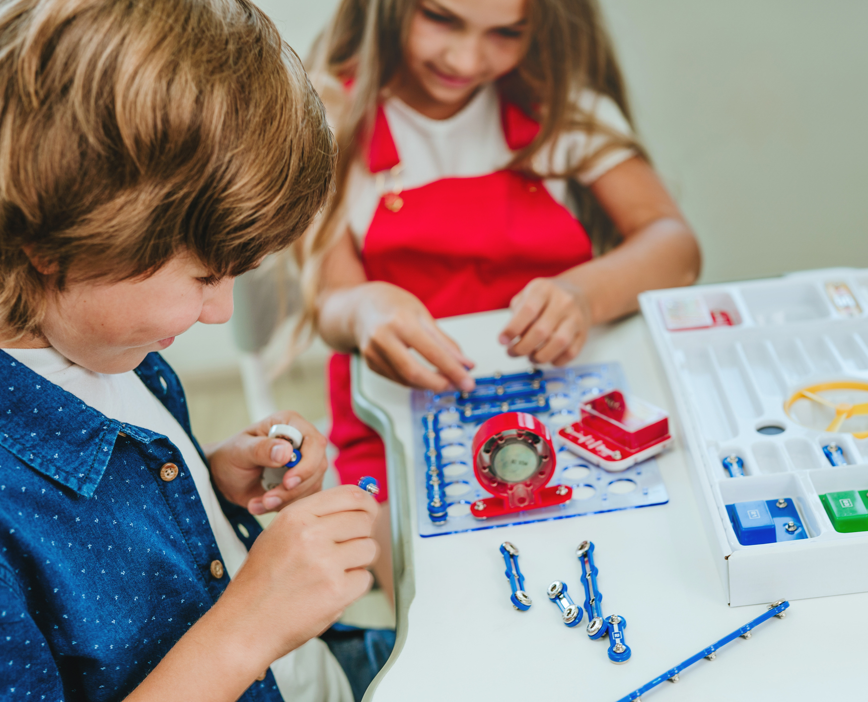 Kids with STEM kit